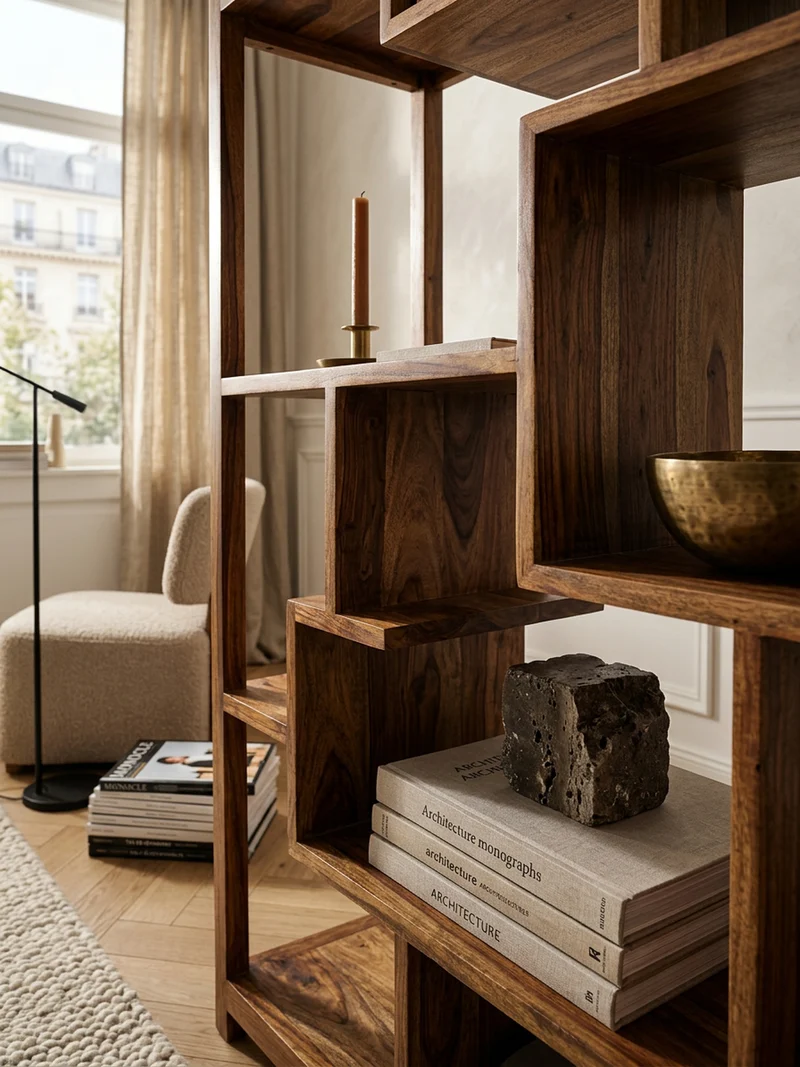 Bücherregal – Naturholz, 115x180 cm, Landhausstil, mit Ablagefächern
