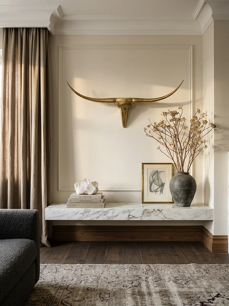 Wanddeko Bull Geweih aus Aluminium