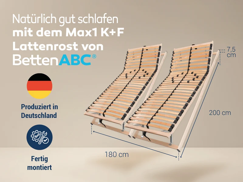 Betten-ABC Max1 K+F Lattenrost-Set fertig montiert 180x200 cm
