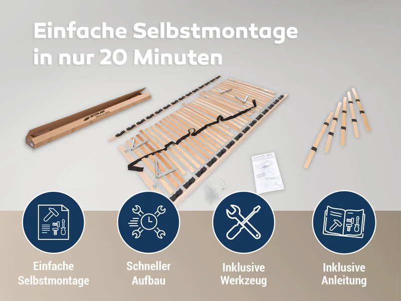 Betten-ABC Max1 K+F Lattenrost-Set Selbstmontage 160x200 cm