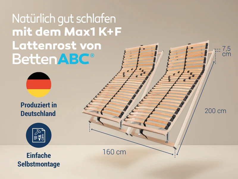 Betten-ABC Max1 K+F Lattenrost-Set Selbstmontage 160x200 cm