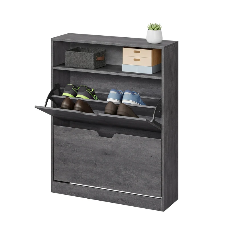 Schuhschrank 2 Klappen offenes Fach