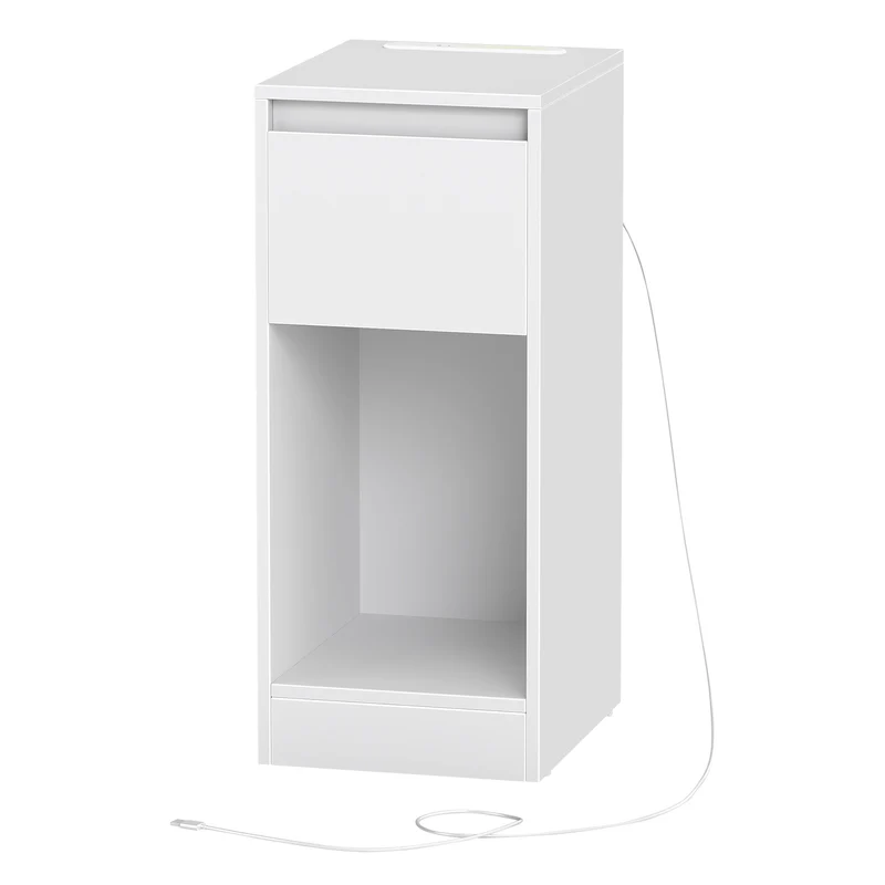 Nachttisch mit LED Beleuchtung USB Anschlüssen und Schublade