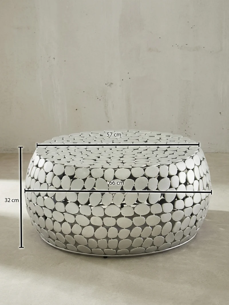 Couchtisch Aluminium Silber, Handgefertigtes Unikat, Stilvolles Design