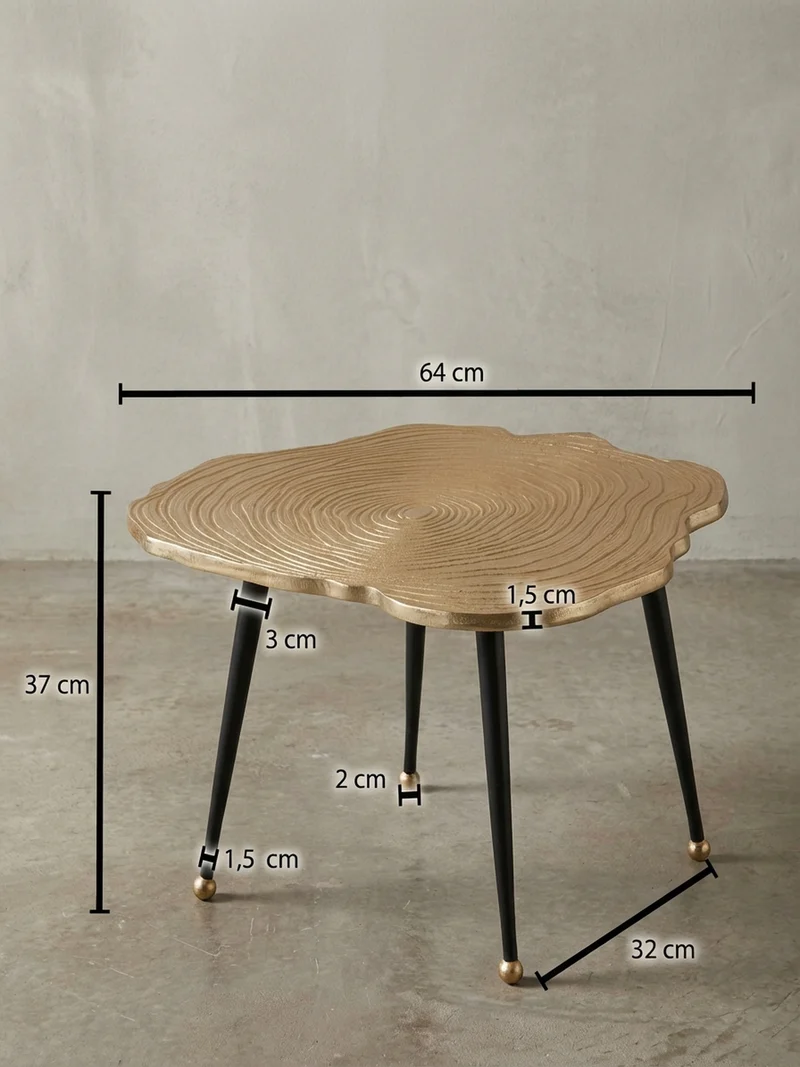 Couchtisch Schwarz Gold, Aluminium im Baumscheiben-Look