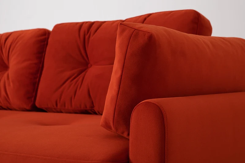 Model 04 Dreisitzer-Schlafsofa, Paprikarot
