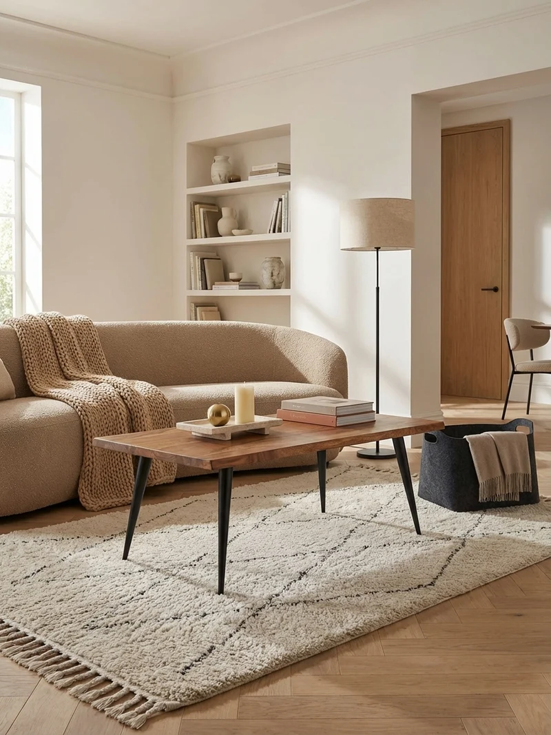 Couchtisch Sheesham Massivholz in Natur mit Baumkante und Metallgestell, 110x60x40 cm, Handgefertigt, Schutzlack-beschichtet