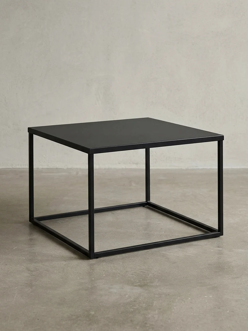 Couchtisch quadratisch mit Marmor-Optik, Metallgestell im Industrial-Stil