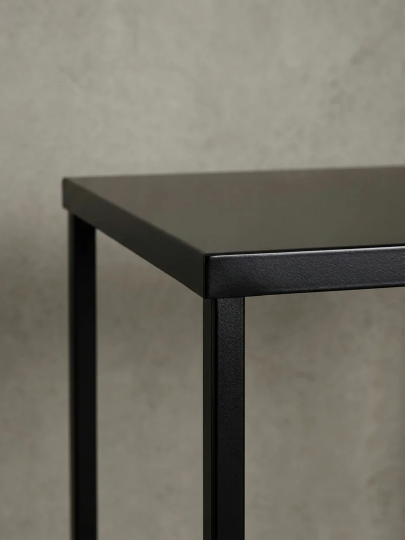 Couchtisch quadratisch mit Marmor-Optik, Metallgestell im Industrial-Stil