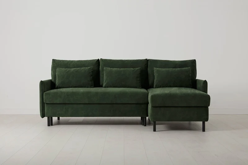 Model 12 Dreisitzer-Schlafsofa mit Chaiselongue rechts, Tannengrün