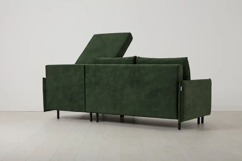 Model 12 Dreisitzer-Schlafsofa mit Chaiselongue rechts, Tannengrün