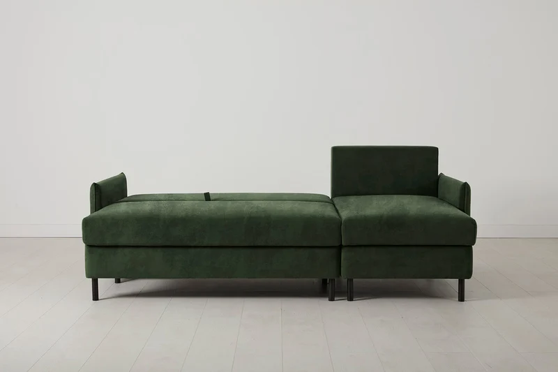 Model 12 Dreisitzer-Schlafsofa mit Chaiselongue rechts, Tannengrün