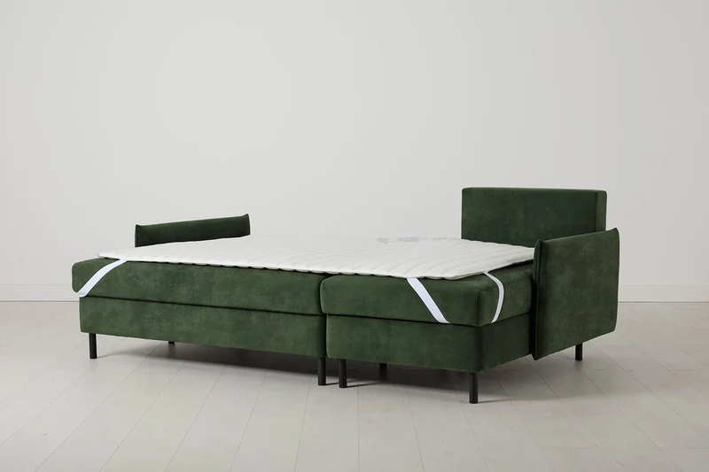 Model 12 Dreisitzer-Schlafsofa mit Chaiselongue rechts, Tannengrün