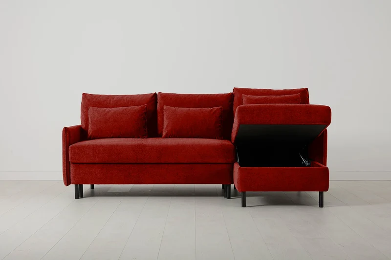 Model 12 Dreisitzer-Schlafsofa mit Chaiselongue rechts, Harissarot