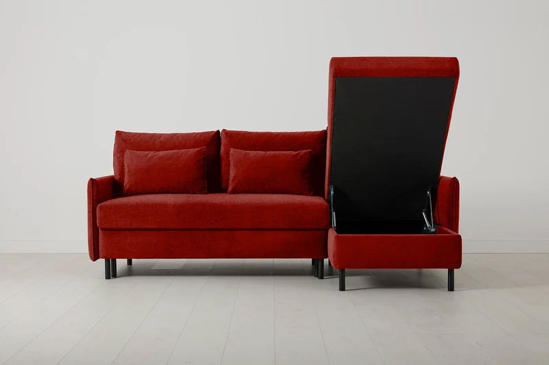 Model 12 Dreisitzer-Schlafsofa mit Chaiselongue rechts, Harissarot