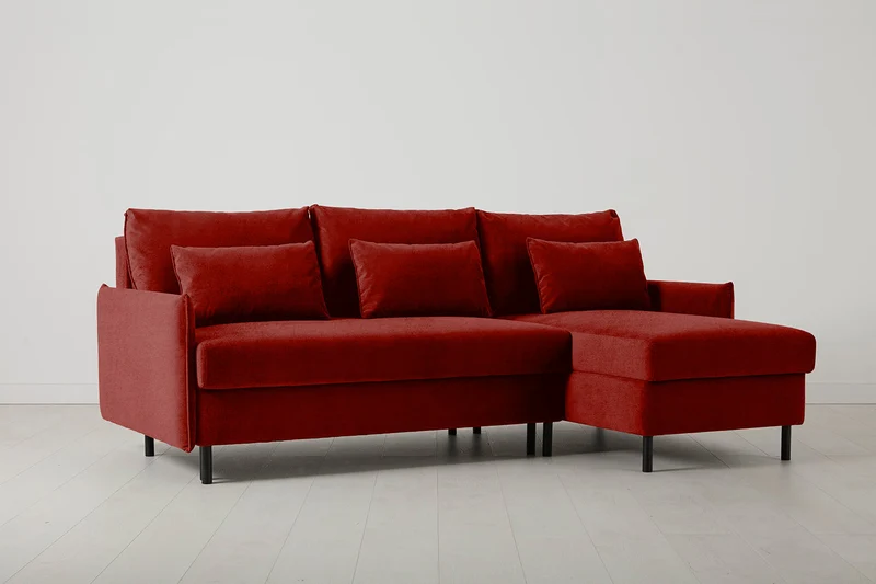Model 12 Dreisitzer-Schlafsofa mit Chaiselongue rechts, Harissarot