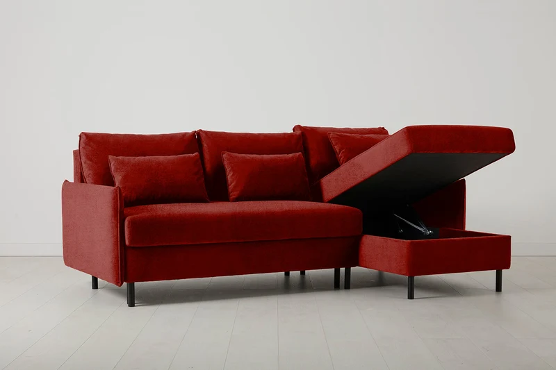 Model 12 Dreisitzer-Schlafsofa mit Chaiselongue rechts, Harissarot