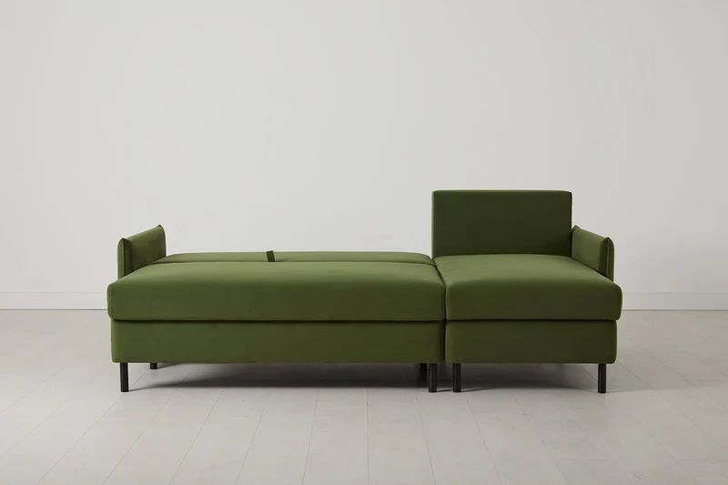Model 12 Dreisitzer-Schlafsofa mit Chaiselongue rechts, Laubgrün