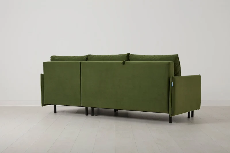 Model 12 Dreisitzer-Schlafsofa mit Chaiselongue rechts, Laubgrün
