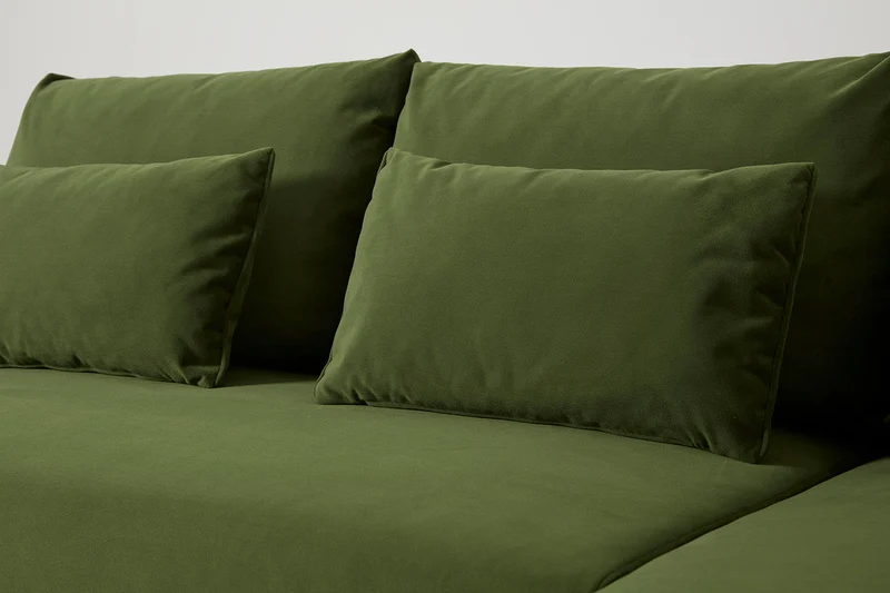 Model 12 Dreisitzer-Schlafsofa mit Chaiselongue rechts, Laubgrün