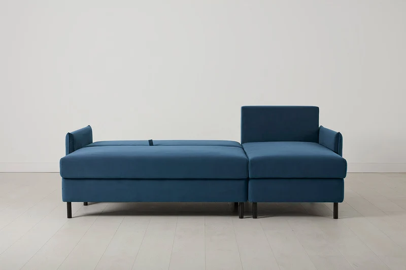 Model 12 Dreisitzer-Schlafsofa mit Chaiselongue rechts, Blaugrün