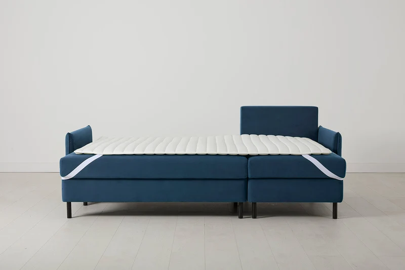 Model 12 Dreisitzer-Schlafsofa mit Chaiselongue rechts, Blaugrün