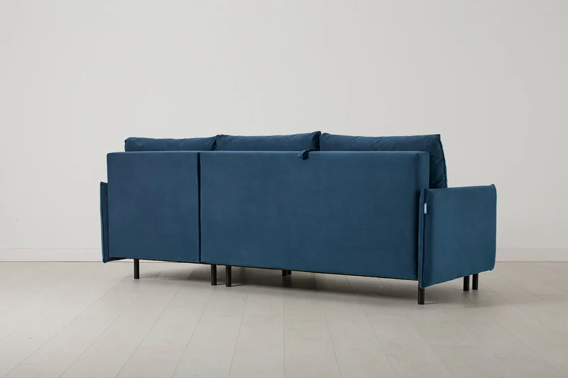Model 12 Dreisitzer-Schlafsofa mit Chaiselongue rechts, Blaugrün