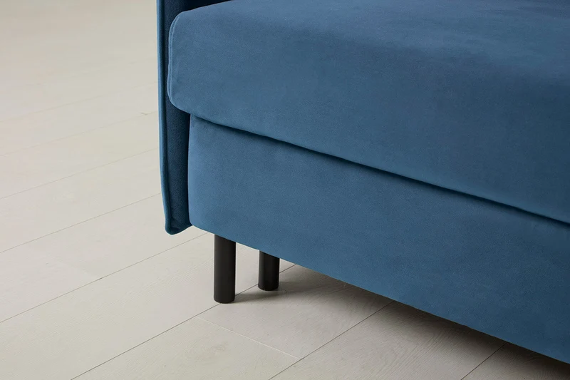 Model 12 Dreisitzer-Schlafsofa mit Chaiselongue rechts, Blaugrün