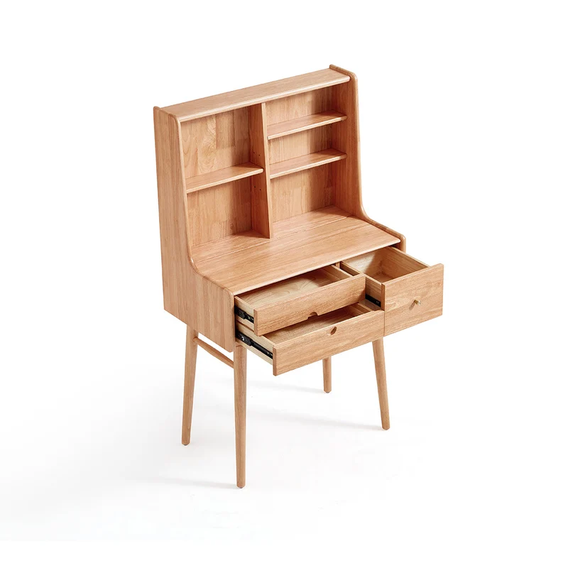 Solid Wood Dressing Table with White Stool Set
