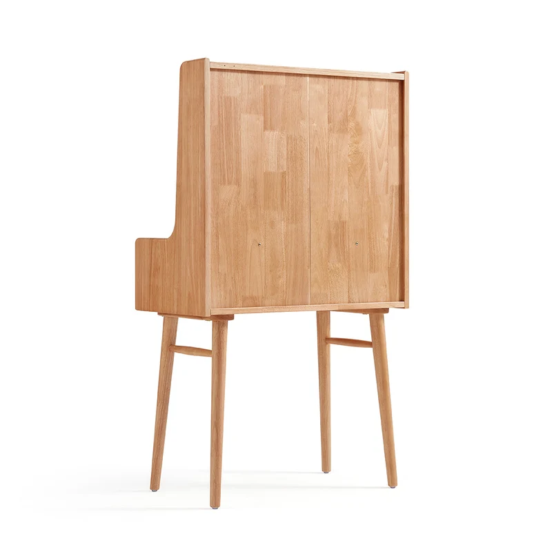 Solid Wood Dressing Table with White Stool Set