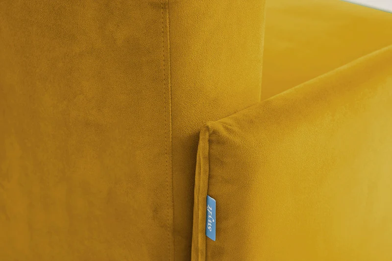 Model 12 Dreisitzer-Schlafsofa mit Chaiselongue rechts, Senfgelb