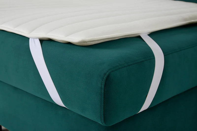 Model 12 Dreisitzer-Schlafsofa mit Chaiselongue rechts, Eisvogelblau