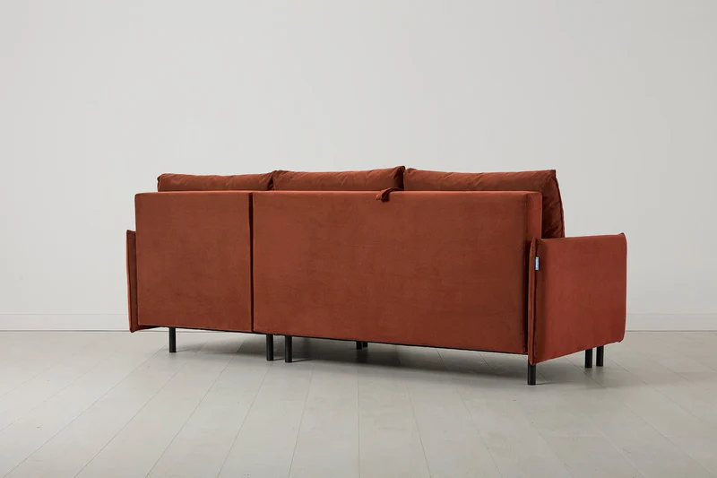 Model 12 Dreisitzer-Schlafsofa mit Chaiselongue rechts, Ziegelrot