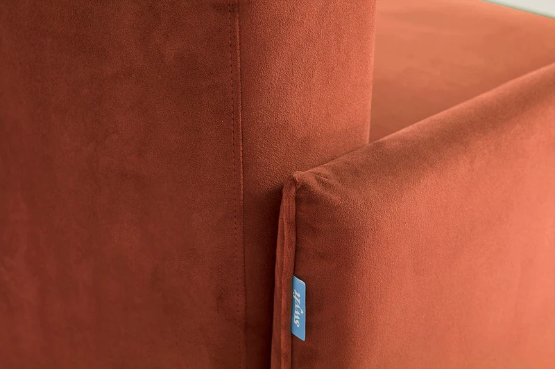 Model 12 Dreisitzer-Schlafsofa mit Chaiselongue rechts, Ziegelrot