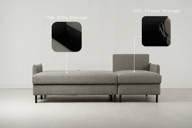 Model 12 Dreisitzer-Schlafsofa mit Chaiselongue rechts, Schattengrau
