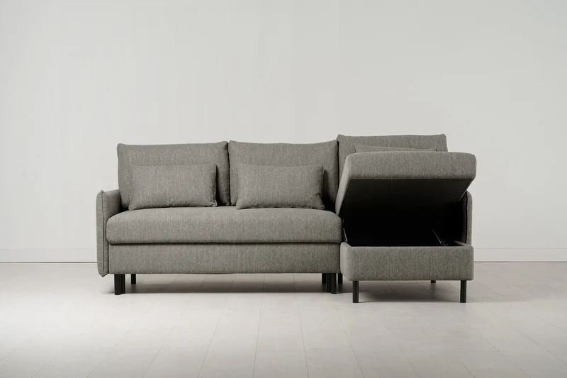 Model 12 Dreisitzer-Schlafsofa mit Chaiselongue rechts, Schattengrau