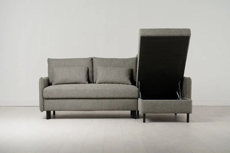 Model 12 Dreisitzer-Schlafsofa mit Chaiselongue rechts, Schattengrau