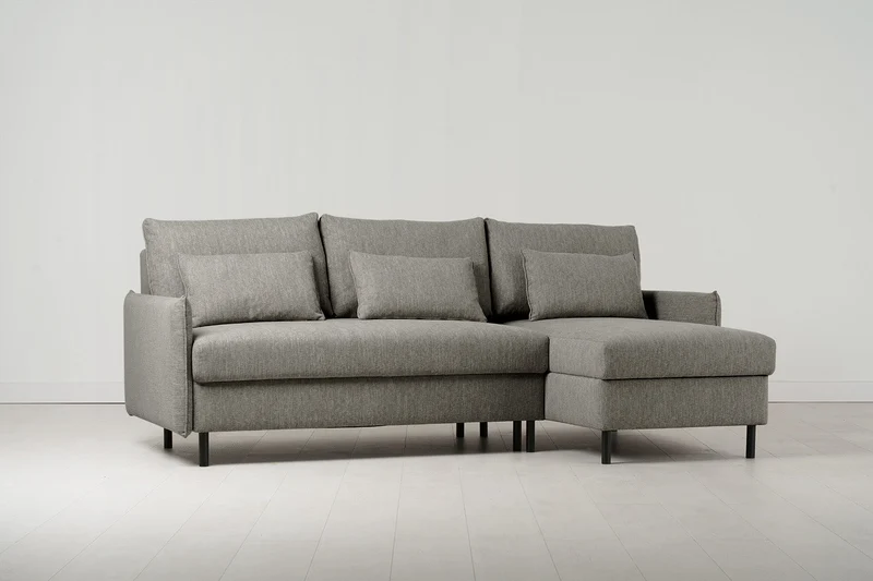 Model 12 Dreisitzer-Schlafsofa mit Chaiselongue rechts, Schattengrau