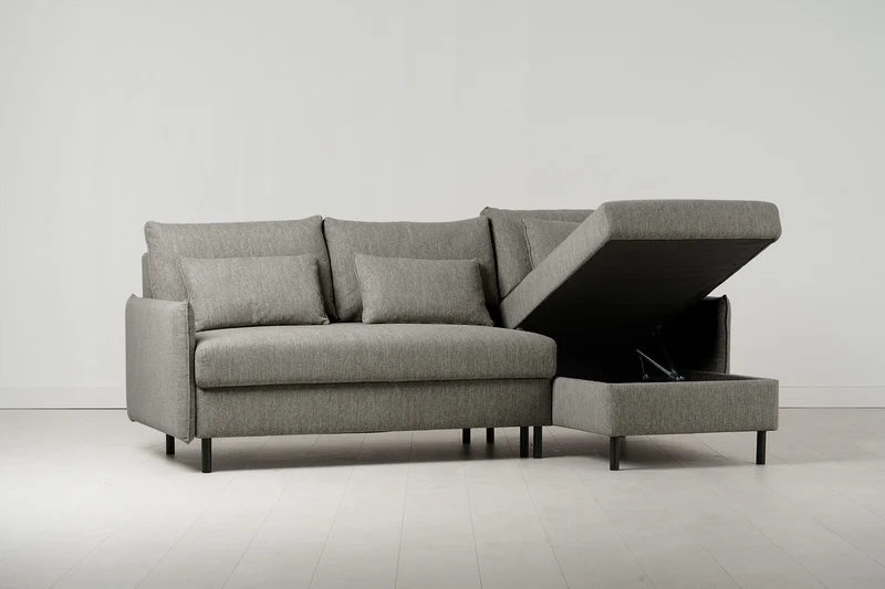 Model 12 Dreisitzer-Schlafsofa mit Chaiselongue rechts, Schattengrau