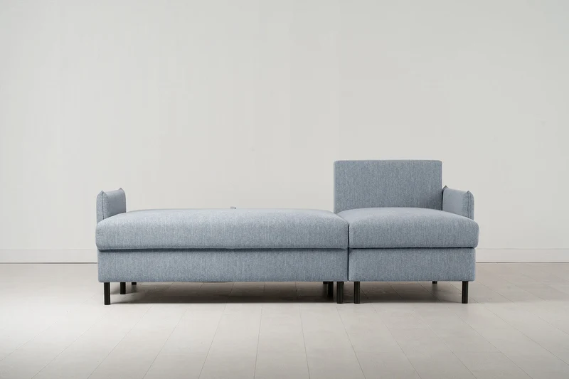 Model 12 Dreisitzer-Schlafsofa mit Chaiselongue rechts, Meerglasblau