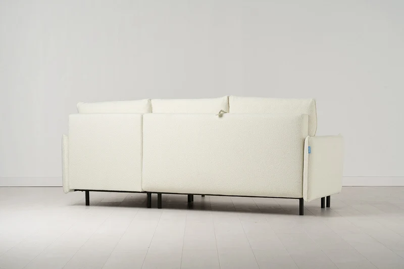 Model 12 Dreisitzer-Schlafsofa mit Chaiselongue rechts, Elfenbeinfarbe