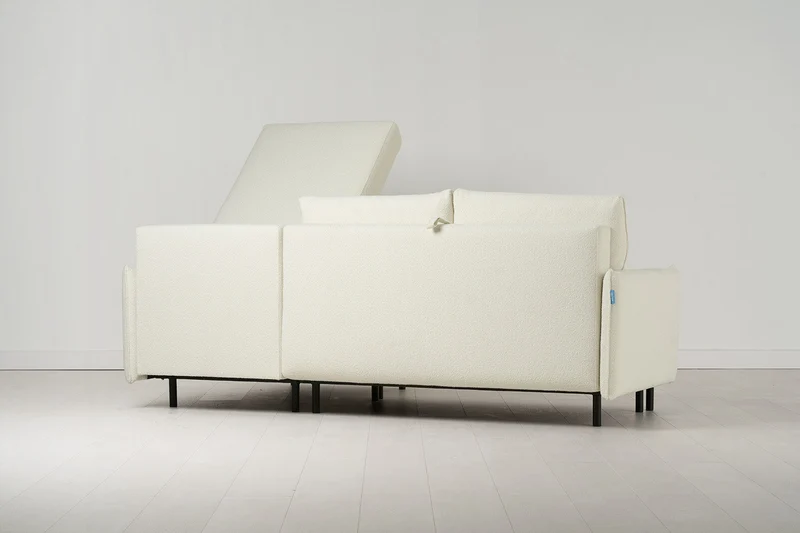Model 12 Dreisitzer-Schlafsofa mit Chaiselongue rechts, Elfenbeinfarbe