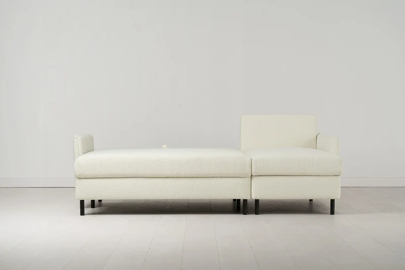 Model 12 Dreisitzer-Schlafsofa mit Chaiselongue rechts, Elfenbeinfarbe