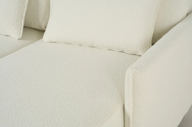 Model 12 Dreisitzer-Schlafsofa mit Chaiselongue rechts, Elfenbeinfarbe