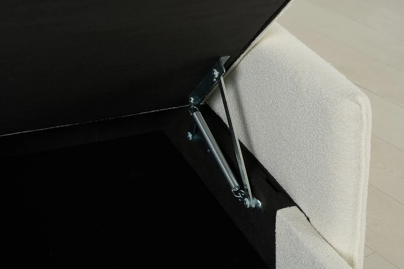 Model 12 Dreisitzer-Schlafsofa mit Chaiselongue rechts, Elfenbeinfarbe