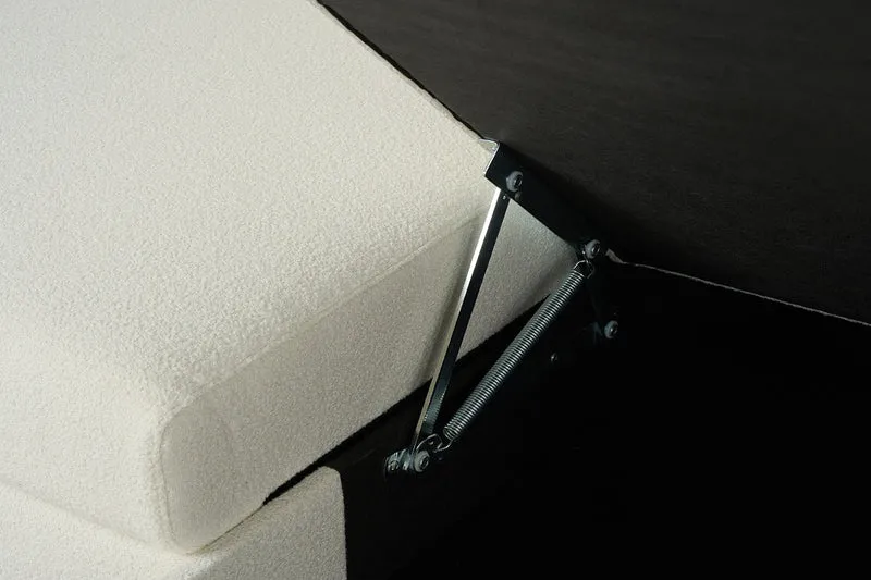 Model 12 Dreisitzer-Schlafsofa mit Chaiselongue rechts, Elfenbeinfarbe