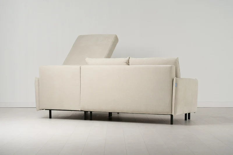 Model 12 Dreisitzer-Schlafsofa mit Chaiselongue rechts, Kreideweiß