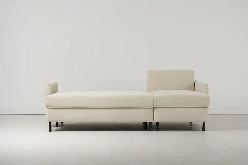 Model 12 Dreisitzer-Schlafsofa mit Chaiselongue rechts, Kreideweiß