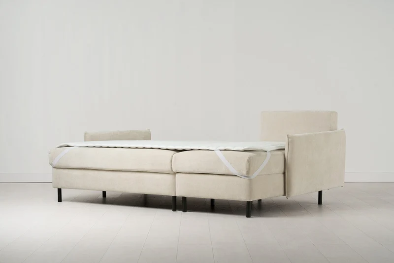 Model 12 Dreisitzer-Schlafsofa mit Chaiselongue rechts, Kreideweiß