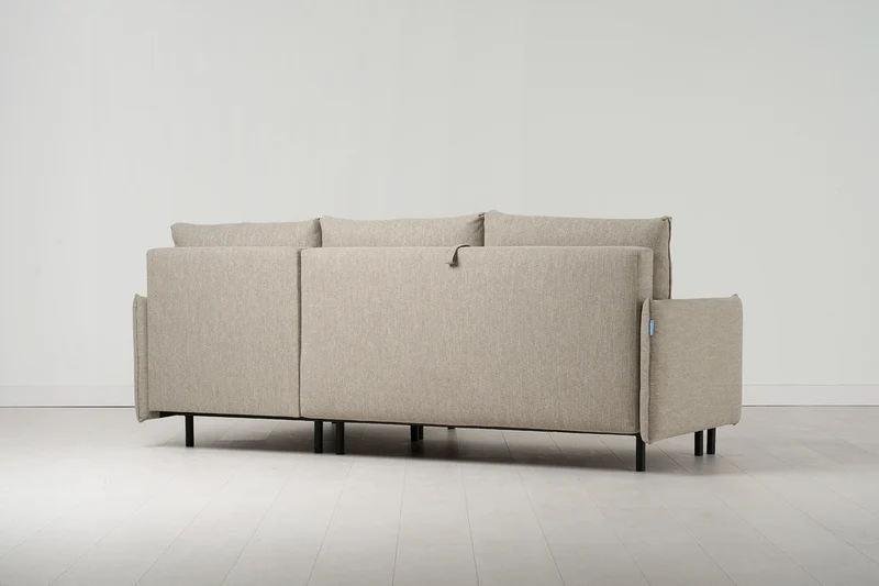 Model 12 Dreisitzer-Schlafsofa mit Chaiselongue rechts, Steingrau